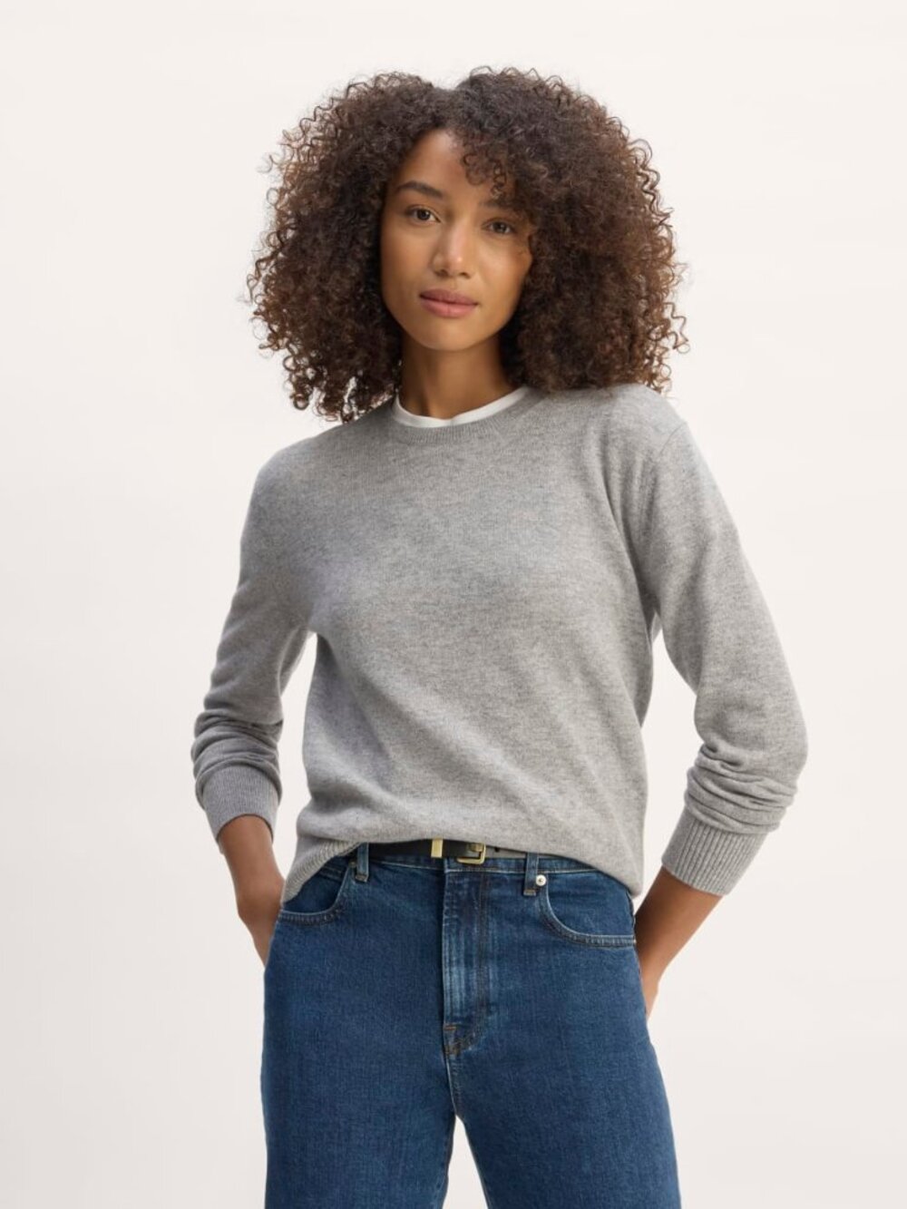 Everlane The Classic Cashmere Crew in Frost Donegal